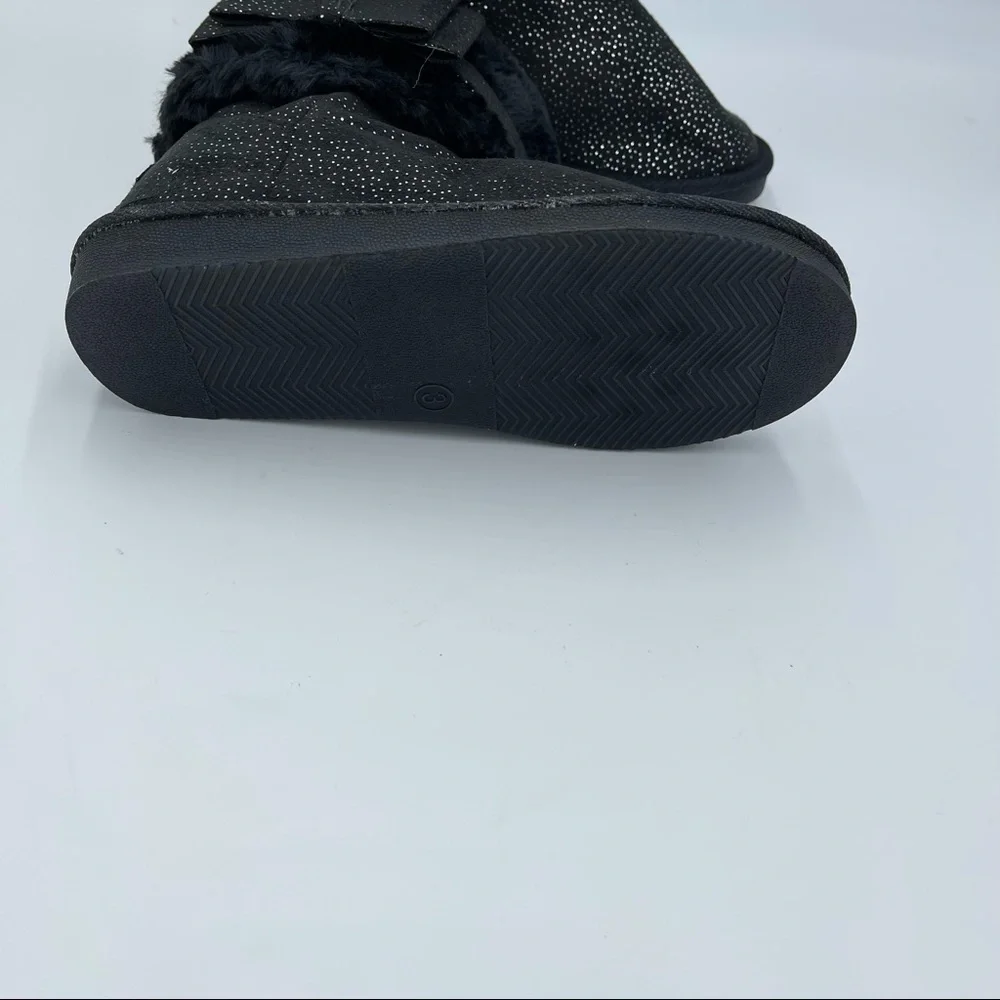 BEBE Shimmer Microsuede Faux Fur Short Boot